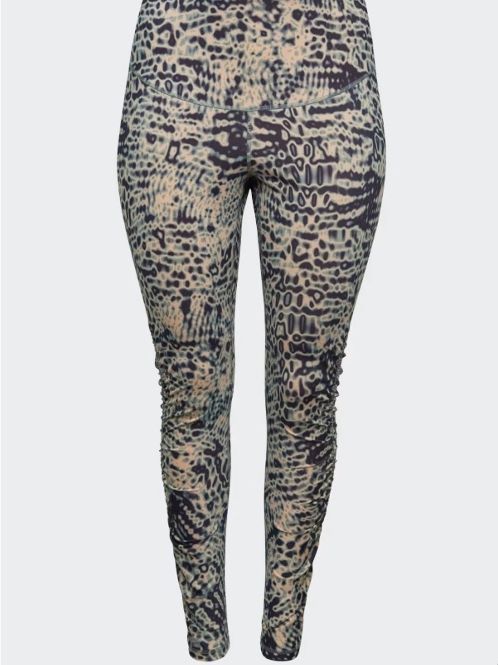 Adidas Honore 11 Studio Animal Print Ruched Leggings Green Cream Women 1X